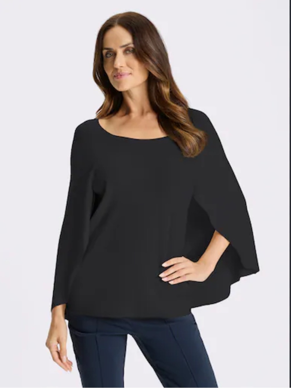 Bebe Women's Black Cape Sleeveless Classic Elegant Top Blouse M